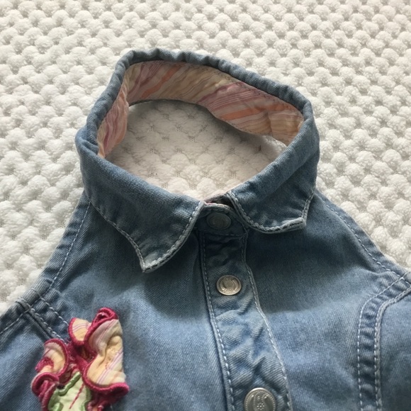 Jean Halter top with Flowers EUC - Picture 3 of 7